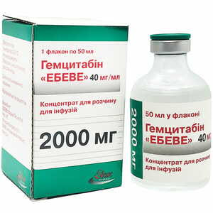 Гемцитабін Ебеве конц. д/р-ну д/інф. 40мг/мл фл. 50мл (2000мг) №1