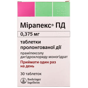 Мирапекс ПД табл. 0.375мг №30