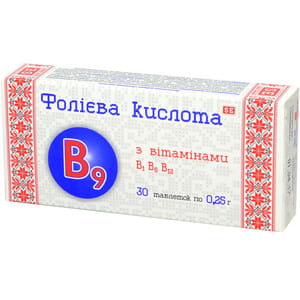 Фолиевая кислота таблетки 3 блистера по 10 шт