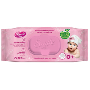 Серветки вологі дитячі SMILE (Смайл) Baby (Бебі) з клапаном 72 шт