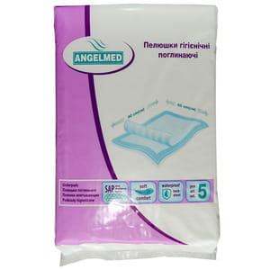Пелюшки гігієнічні вбираючі Angelmed (АнгелМед) розмір 60см x 90см 5 шт