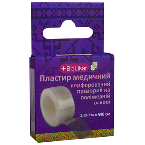 Пластир медичний Biolikar (Біолікар) на полімерній основі розмір 1,25 см x 500 см 1 шт