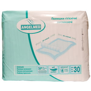 Пелюшки гігієнічні вбираючі Angelmed (АнгелМед) розмір 60см x 60см 30 шт