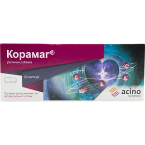 Корамаг капсули для підтримки роботи серцево-судинної системи 3 блістера по 10 шт