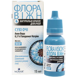 Флора Віжн Сухі очі краплі очні для полегшення симптомів сухості та втоми очей флакон 15 мл