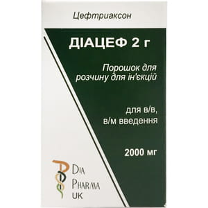 Диацеф 2г пор. д/р-ра д/ин. 2000мг фл. №1