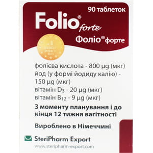 Фоліо Форте додаткове джерело фолієвої кислоти та йоду таблетки 90 шт