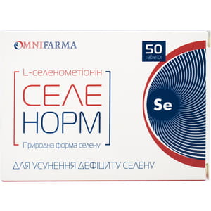 Селенорм таблетки для усунення дефіциту селену упаковка 50 шт