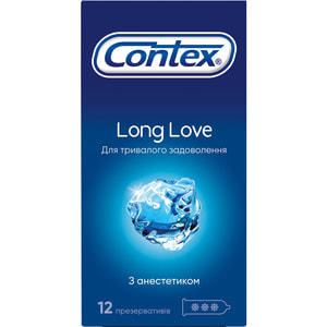 Презервативи латексні з силіконовою змазкою CONTEX (Контекс) Long Love (Лонг лав) з анестетиком 12 шт