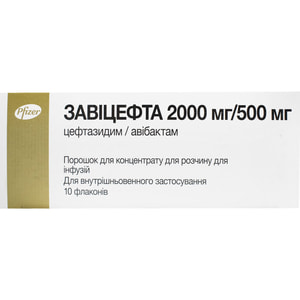 Завицефта пор. д/конц. д/р-ра д/инф. 2000мг/500мг фл. №10