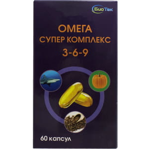 Омега Супер комплекс капсули додаткове джерело омега-3, омега-6, омега-9 упаковка 60 шт