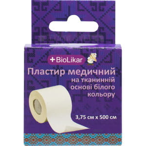 Пластир медичний Biolikar (Біолікар) на тканинній основі білий розмір 3,75 см x 500 см 1 шт