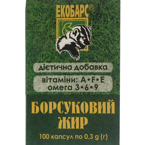 Борсуковий жир збагачений Жаклін Плюс капсули по 0,5 г флакон 100 шт