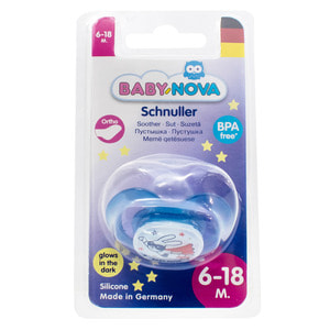 Пустышка силиконовая BABY-NOVA (Беби нова) ортодонтическая ночная голубая размер 2 1 шт
