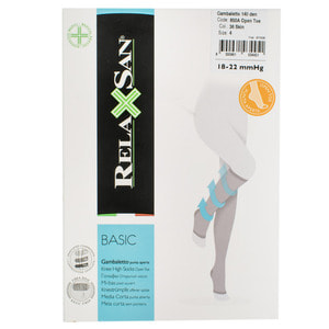 Гольфи компресійні RELAXSAN (Релаксан) Basic (Базік) 140 ден з відкритим носком 18-22 мм розмір 4 бежеві модель 850А