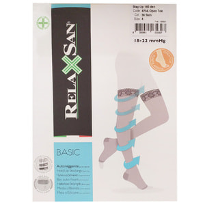Панчохи антиемболічні RELAXSAN (Релаксан) Basic (Базік) 140 ден 18-22 мм з відкритим носком розмір 4 бежеві 1 пара модель 870А