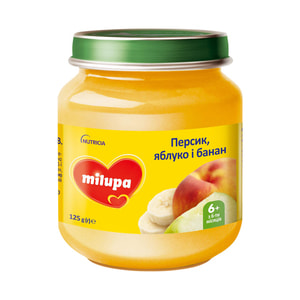 Пюре фруктове дитяче Нутриція Milupa (Мілупа) Яблуко, банан и персик з 6-ти місяців 125 г