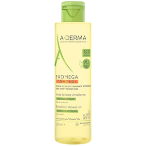 Олія-емолент для обличчя та тіла A-DERMA (А-Дерма) Екзомега Контрол очищуюча пом'якшувальна 200 мл