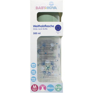 Бутылочка для кормления BABY-NOVA (Беби нова) Декор пластиковая с широким горлом зеленая 300 мл