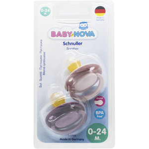 Пустушка латексна BABY-NOVA (Бебі нова) кругла з малюнком і кільцем для дівчинки колір в асортименті 2 шт