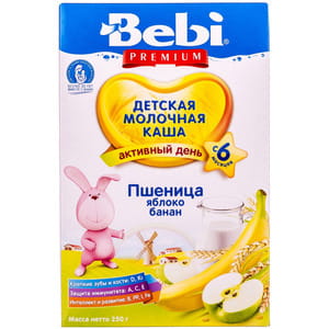 Каша молочная детская KOLINSKA BEBI (Колинска беби) Премиум Пшеничная с яблоком и бананом для детей с 6-ти месяцев 250 г