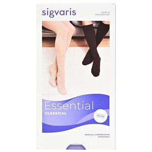 Панчохи компресійні з силіконовим фіксатором SIGVARIS (Сігваріс) Essential Classical PLUS 19318 клас 2 з відкритим миском колір бежевий розмір L short