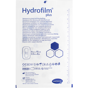 Пов'язка HYDROFILM PLUS (Гідрафілм плюс) прозора плівкова з абсорбуючою подушечкою розмір 9 см х 15 см 1 шт
