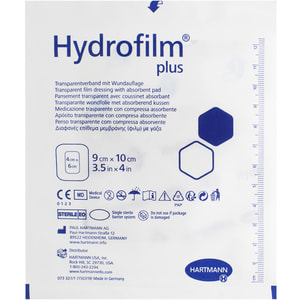 Пов'язка HYDROFILM PLUS (Гідрафілм плюс) прозора плівкова з абсорбуючою подушечкою розмір 9 см х 10 см 1 шт