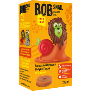 Цукерки дитячі натуральні Bob Snail (Боб Снеіл) Равлик Боб яблучно-грушеві 20 г + іграшка