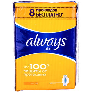 Прокладки гигиенические женские ALWAYS (Олвейс) Ultra Light Duo (ультра ладж дуо) 40 шт