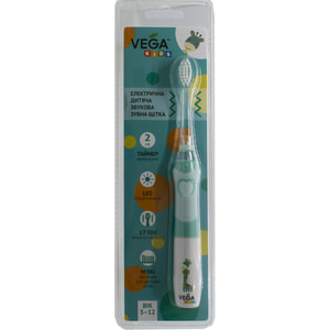 Зубна щітка електрична Vega (Вега) дитяча звукова модель Kids VK-400B LIGHT-UP блакитна