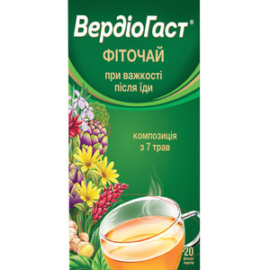 Вердіогаст фіточай при важкості після їди в індивідуальних фільтр-пакетах по 1,5 г упаковка 20 шт