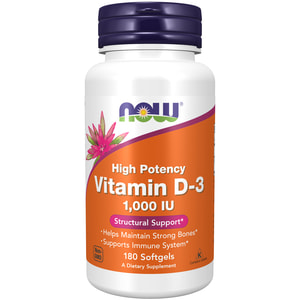 Витамин Д3 1000 МЕ NOW (Нау) Vit D-3 высокоактивный витамин капсулы флакон 180 шт