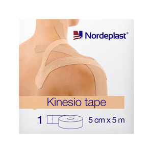 Пластир медичний кінезіо тейп Nordeplast (Нордепласт) бежевий розмір 5 м х 5 см 1 шт