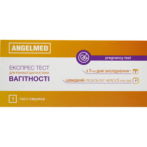 Тест-смужка для визначення вагітності Angelmed (АнгелМед) (10 мМО/мл) експрес жовтий 1 шт
