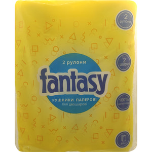 Рушники паперові FANTASY (Фентезі) двохшарові білі 2 рулони (11,5 м)