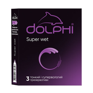 Презервативи латексні DOLPHI (Долфі) Super Wet (Супер вет) супертонкі в силіконовій смазці 3 шт