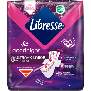 Прокладки гігієнічні жіночі LIBRESSE (Лібрес) Goodnight Ultra X-Large 8 шт
