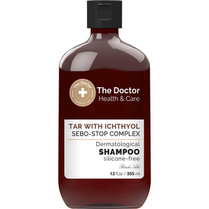 Шампунь для волос THE DOCTOR (Зе доктор) Health & Care Дерматологический дегтярный с ихтиолом + комплекс себо-стоп 355 мл
