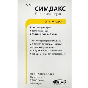 Симдакс конц. д/інф. 2,5мг/мл фл. 5мл №1