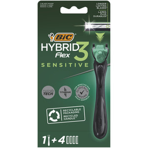 Бритва BIC (Бік) Flex 3 Hybrid (Флекс 3 Гібрид) Sensitive 1 шт + 4 касети