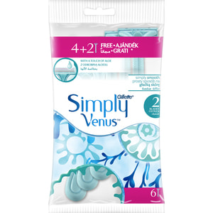 Бритва жіноча GILLETTE (Жіллет) Venus (Венус) 2 Simply (2 сімпл) одноразова 4 + 2 шт
