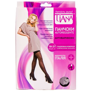 Чулки антиварикозные TIANA 838 (Тиана) 18-21 мм рт ст 140 den размер 5 черные
