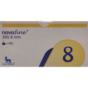 Одноразовые стерильные иглы NovoFine (НовоФайн) для использования в шприц-ручках Ново-Нордиск размер 30G длина иглы 8 мм 100 шт