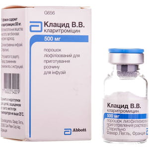 Клацид в.в. пор. лиоф. д/п р-ра д/инф. 500мг фл. №1