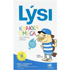 Омега-3 (рыбий жир) LYSI (Лиси) с витамином D для детей капсулы жевательные с фруктовым вкусом упаковка 60 шт