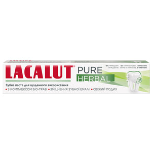 Зубна паста LACALUT (Лакалут) Pure Herbal (Пьюр Гербал) з комплектом біо-трав для зміцнення зубів 75 мл