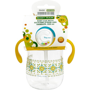 Поїльник дитячий BABY TEAM (Бебі Тім) артикул 5040 з силіконовою трубочкою та ручками з 9 місяців 300 мл