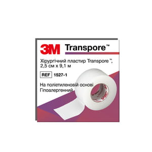 Пластир хірургічний Transpore (Транспор) пористий прозорий розмір 2,5 см х 9,1 м (1527-1)