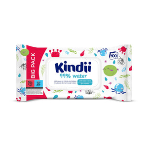 Серветки вологі KINDII (Кінді) 99% Water дитячі 100 шт